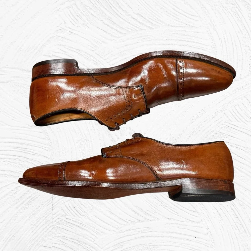 Allen Edmonds Clifton Leather Cap Toe Dress Shoes Derby 12B Walnut